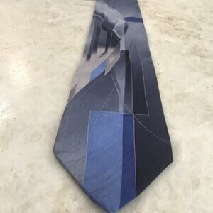 ESSANTE SILK GRAPHIC BLUE GRAY NECKTIE